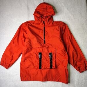 VINTAGE Old Navy Jacket Vest Size 16 Dark Orange Nylon Anorak Y2K Convertible